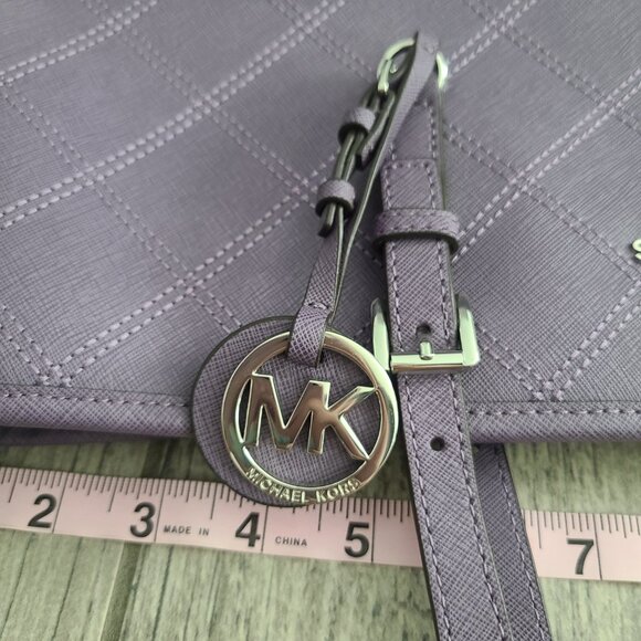 Michael Kors Lilac Quilted Saffiano Leather Jet Set East West Tote Bag - Picture 14 of 14